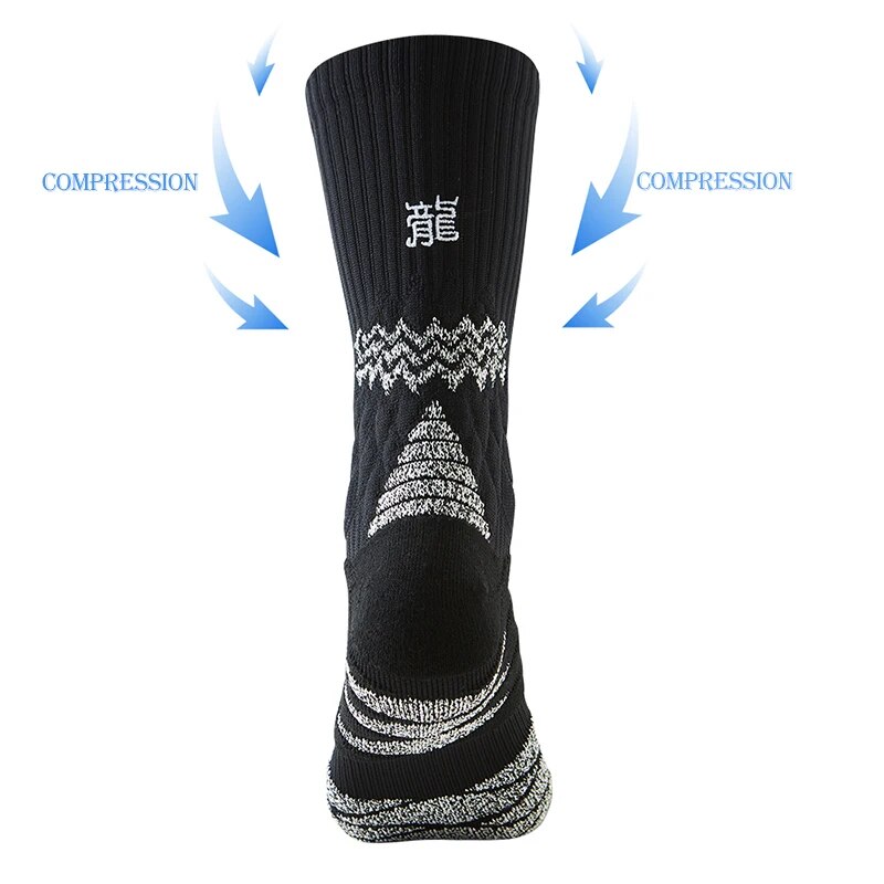  Towel Bottom Basketball Socks for Men Ankle Support Non Slip High Cut Sport Socks Moisture Absorption 