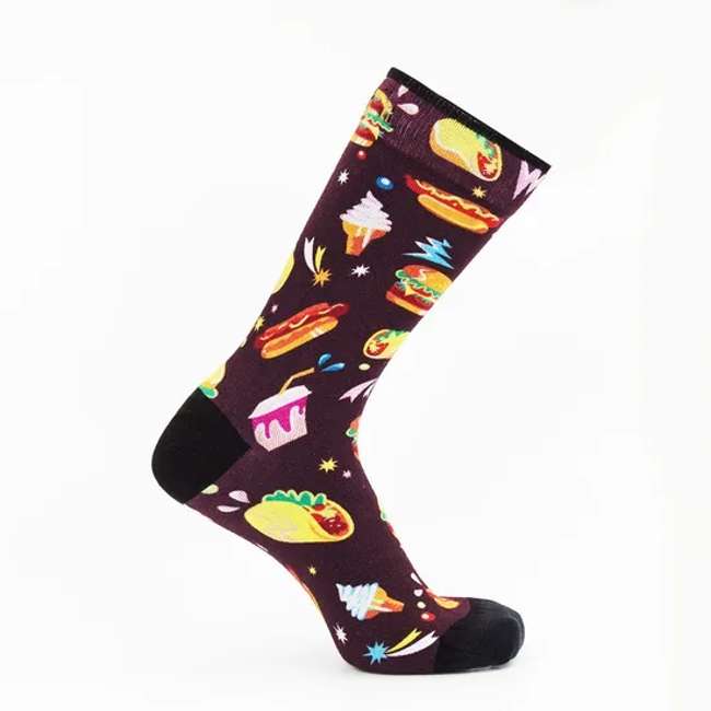 Low Price Crew Cotton Men Women Customized Food Printed Socks