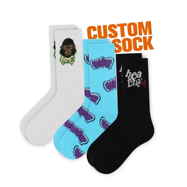 Free Design Colorful Fashion Custom Letter Casual Sock Women and Men Pilates Sports Socks Cotton Crew Socks