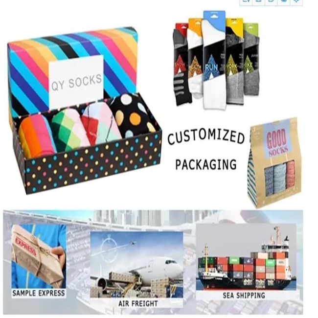 Wholesale Custom Logo High Quality Colorful Happy Crew Cotton Men Socks