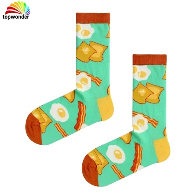 Customize and Wholesale Latest Design Colorful Fashion Happy Food Sock in Many Colors at Low Prices