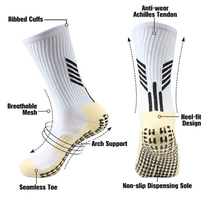 Custom Design Logo Athletic Sport Crew Soccer Socks Anti Slip Football Socks Grip Soccer Socks for Men