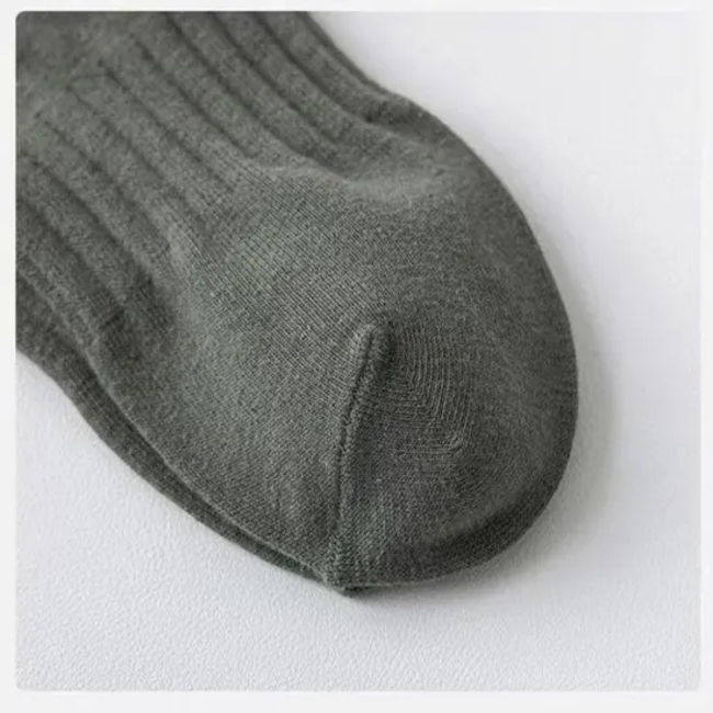 Wholesale Low MOQ Men′s Casual Ribbed Solid Color Breathable Cotton Crew Socks