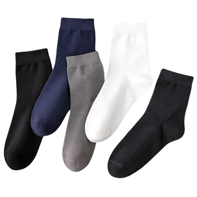 Pure Cotton Sweat-Absorbing Medium Length Black Men′s Wholesale Footwear Custom Socks