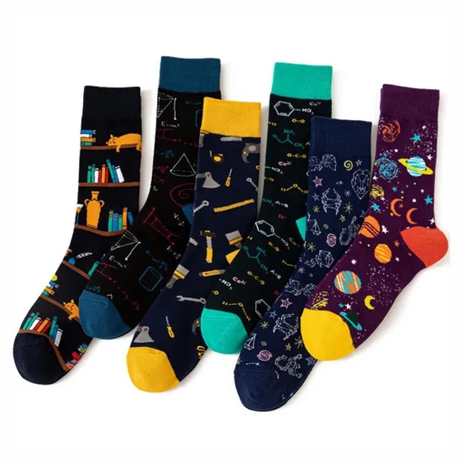 Custom Own Logo OEM Socks Men Women Unisex Designer Fashion Funny Cotton Happy Crew Dress Tube Socks Manufacturer
