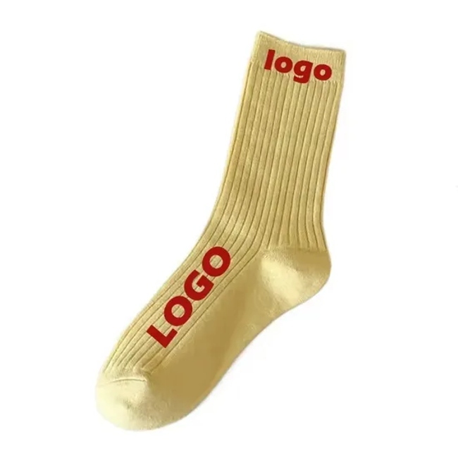 Men Women Cotton High Quality Crew Socks Plain Color Custom Logo Winter Crew Socks