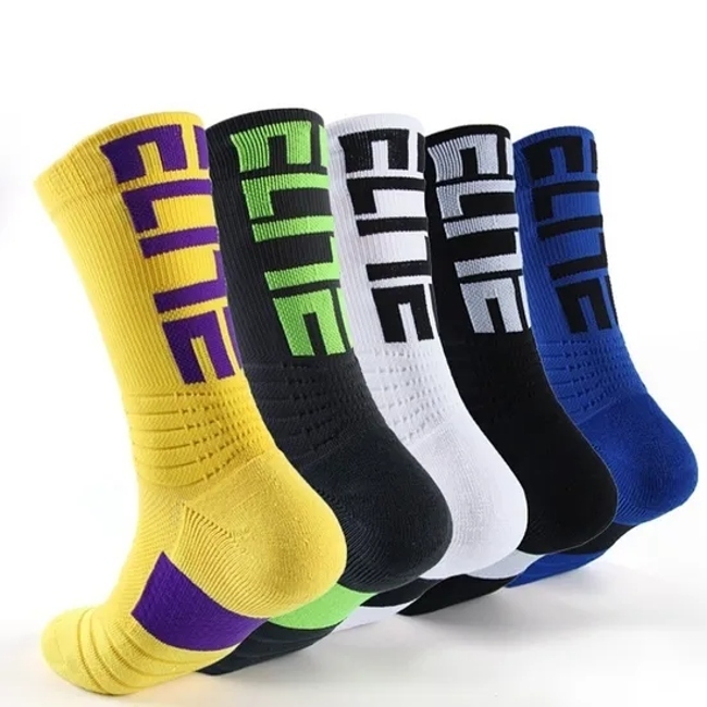 Bulk Low MOQ Athletic Sox Unisex Crew Terry Cushion Socken Anti Slip Elite Sports Men Basketball Socks