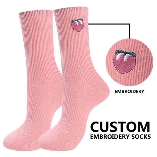 Cotton Design Own Fashion Embroidery Jacquard Men Brand Packaging Crew Sports Logo Custom Socks
