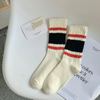 Solid Color Retro Medium Length Cotton Sports Striped Crew Socks for Men and Women