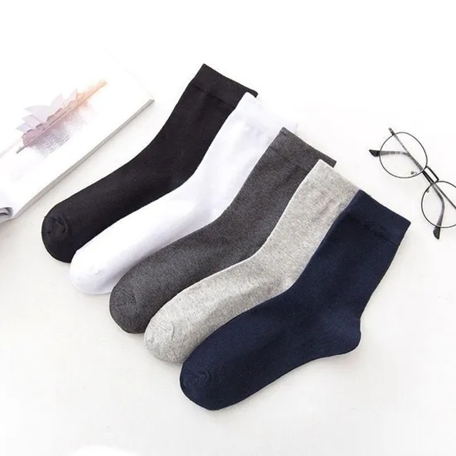 Summer Custom Logo Breathable Business Socks Wholesale Fashion Men Plain Crew Classic Bamboo Socks