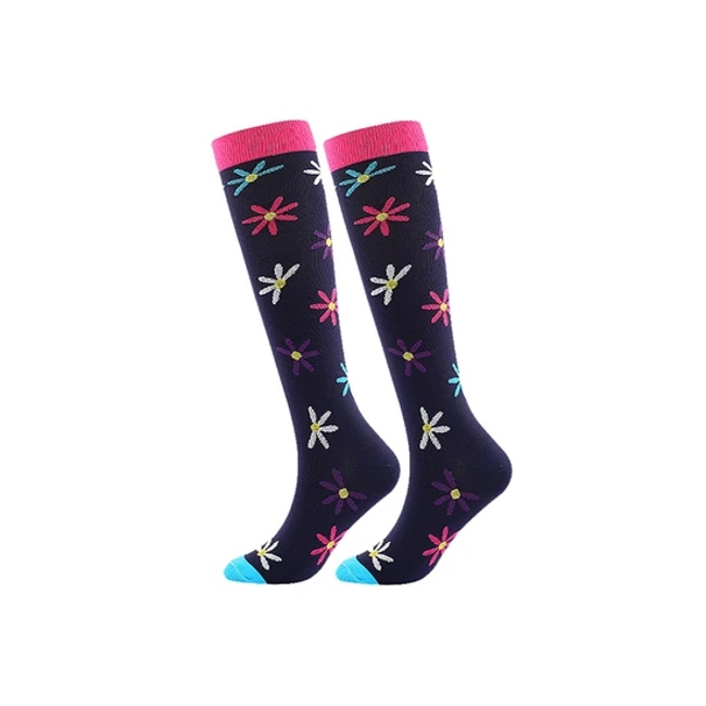 Full Color Crew Socks Casual Nylon Elastic Knee High Compression Socks for Nurses
