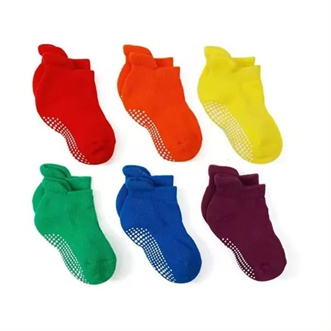 Personalized Silicome Solid Color Non Slip Cotton Classic Socks for Baby Toddlers