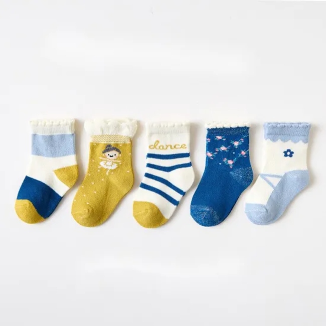 Customized Wholeseller Infant Kids Girls Boys Baby Cotton Stripe Jacquard Branded Socks OEM ODM Winter Autumn