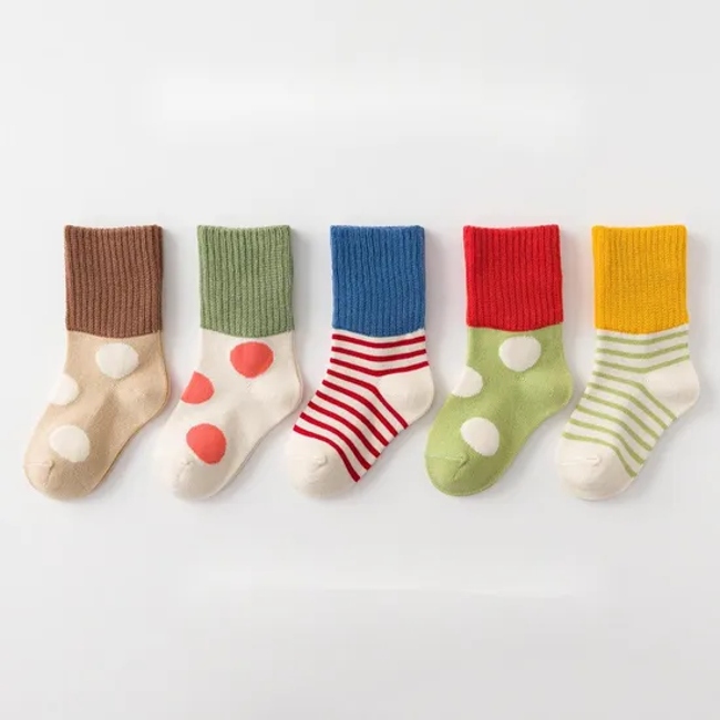 Customized Wholeseller Infant Kids Baby Cotton Jacquard Polka Stripe Socks OEM ODM Good Quality Supplier