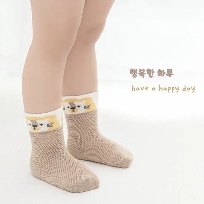 Wholesale Breathable Cartoon Kids Sock Thin Net Sock Boys and Girls Children Cotton Crew Socks for Baby