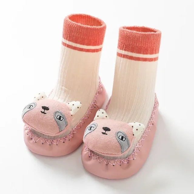 Baby Boy Girls Toddlers Moccasins Non Skid Indoor Socks Booties Rubber Sole Shoes
