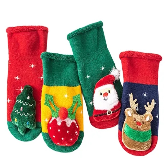 Santa Claus All and Thick Children′s Christmas Floor Socks