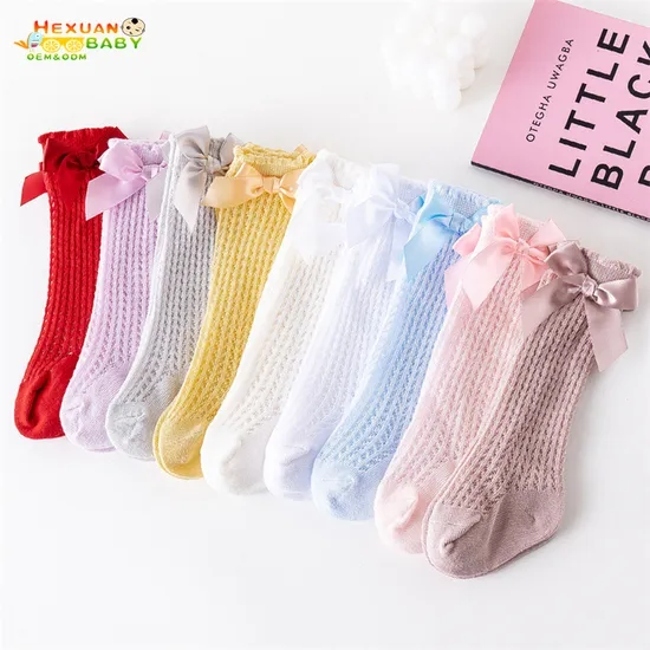 Kids Boutique High Quality Mesh Breathable Bow Knee Length Toddler Baby Socks
