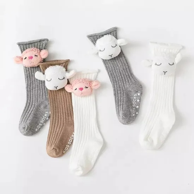 Cute Cartoon Sheep Doll Baby Stockings Anti Slip Soles Floor Breathable Cotton Baby Long Socks