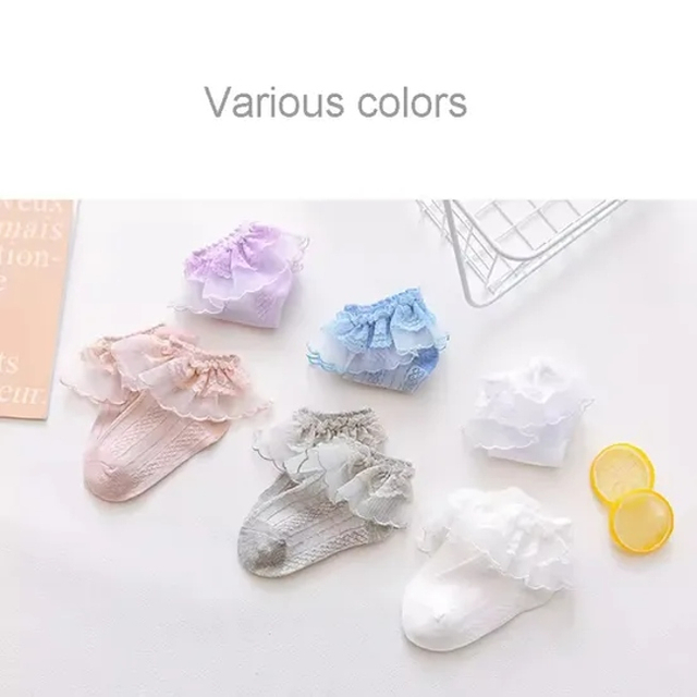 Spring Thin Lace Mesh Cute Embroidered Ruffle Baby Girl Kids Socks