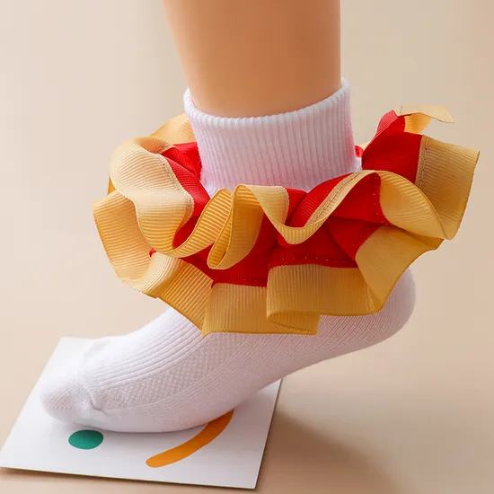 Little Girl Dance New Style Big Flower Soft Cotton Child Baby Kids Socks