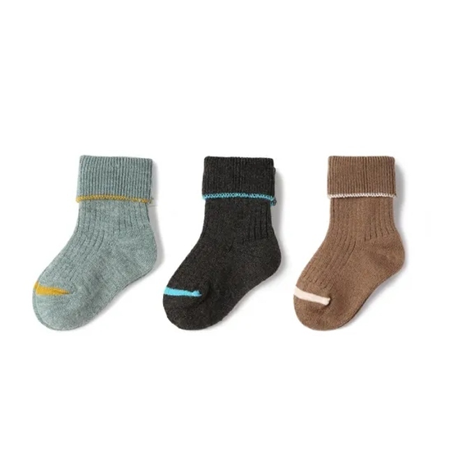Unisex Custom Children Baby Kids Wholesale Cotton Terry Cuff Short Socks