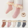 Trendy Baby Girl Solid Ribbed Thin Cotton Cute Lace Ruffle Princess Socks