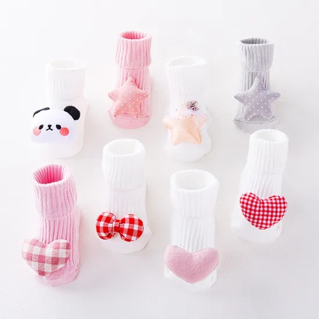 New Born Organic Cotton Soft Floor D Cartoon Animals Toddler Antislip Baby Socks Shoes