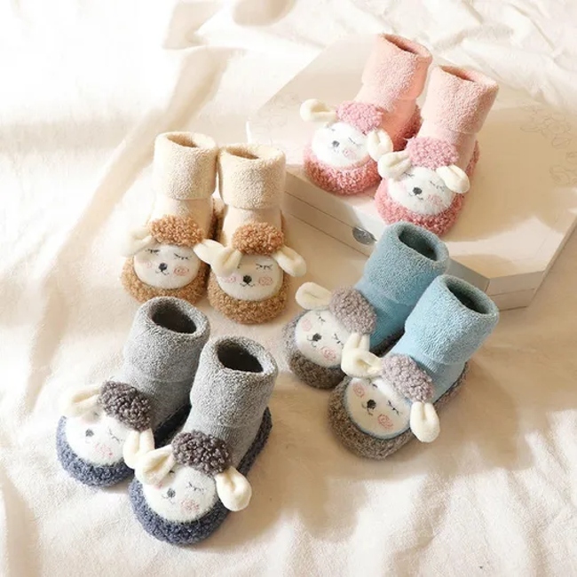 D Anti Slip Fuzzy Terry Toddler for Cute Infant Baby Sock Shoes