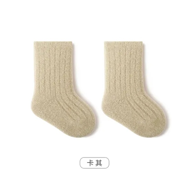 Baby Socks Autumn and Winter Thickened Warm Loose Baby Socks Double Needle Solid Color Tide Socks Boys Girls MID Cotton Socks