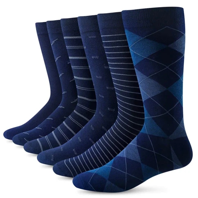 Striped Combed Cotton Knitted Dress Men′s Socks Custom Men′s Bamboo Business Socks