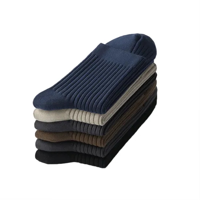Wholeseller Customized Mens Breathable Business Ribbed Cotton Formal Crew Stocking Socks