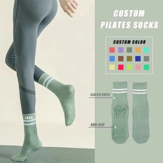 High Quality Yoga Pilates Socks Women Cotton Custom Pilates Crew Socks