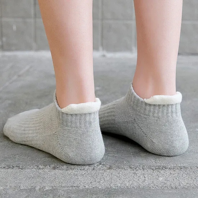 5 Pairs Women′s Sports Cotton Socks Lot Low Cut Solid Color Outdoor Crew Socks