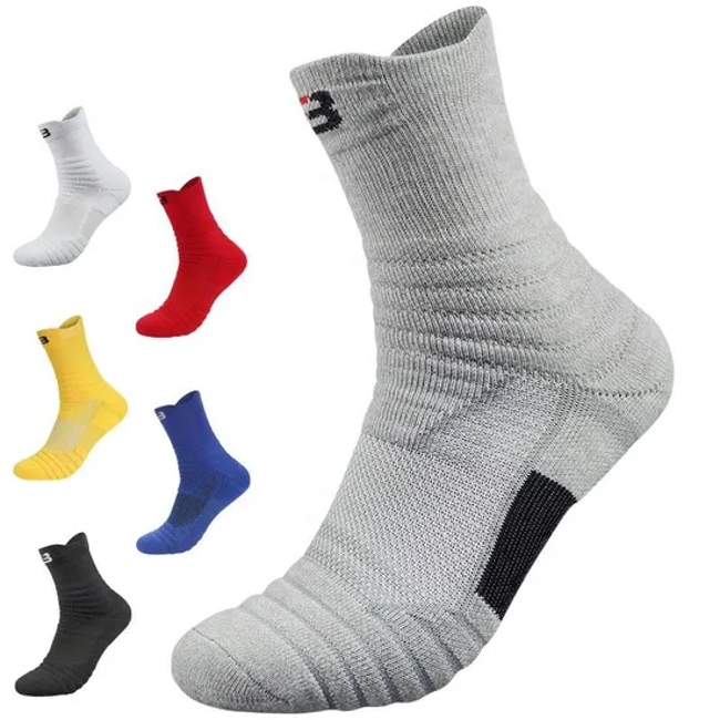 Wholesale Half Terry Cushioned Basketball Socks Women Men High Quality Thick Sport Active Running Socks Summer Spring Crew