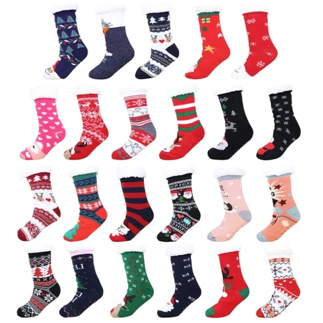 Xianghui Custom Novelty Women Crew Warm Winter Men Christmas Anti Slip Socks