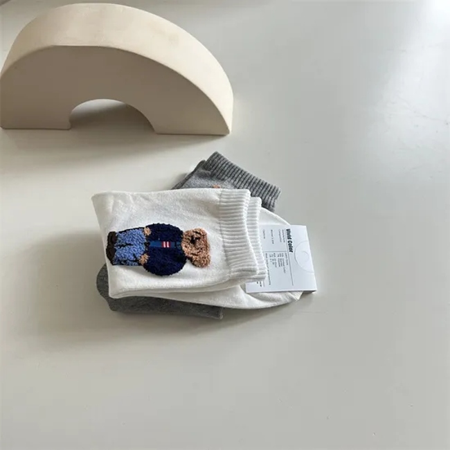 Runnjoy Wholesale Bulk Winter Cute Teddy Bear Cartoon Socks with 3D Cartoon Anime Figure Festival Promotion Gifts Women Comfy Warm Wool Crew Socks