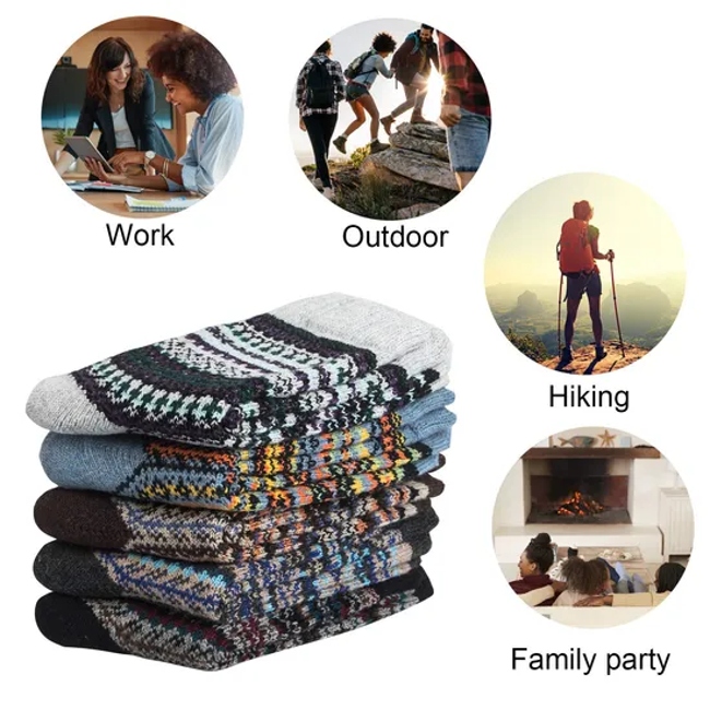 Custom Classic Pattern Winter Warm Thermal Women Crew Wool Socks