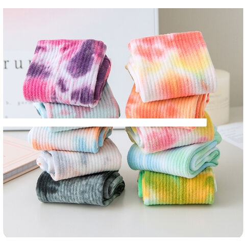 Custom logo premium cotton anti slip Tie Dye grip pilates socks women indoor fitness silicone non slip yoga socks