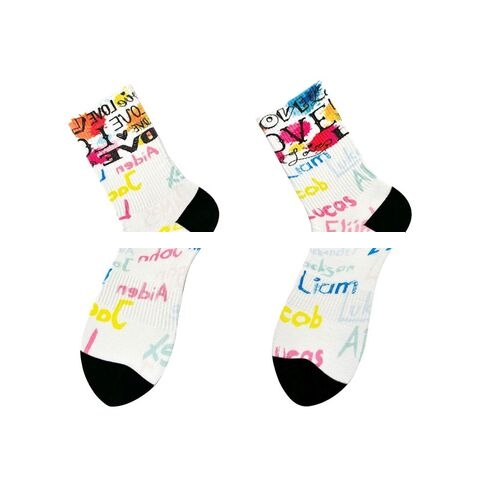 Creative D Printed Sweat Absorbent Casual Crew Socks for Men and Women for Spring Sublimation Fun