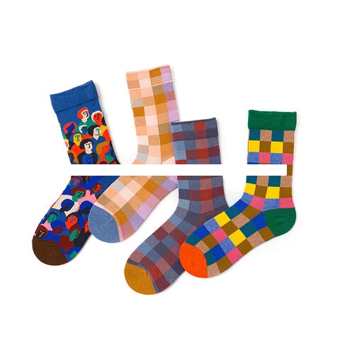 Wholesale New arrival Sports socks breathable anti bacterial Grid pink blue colorful unisex Sports socks