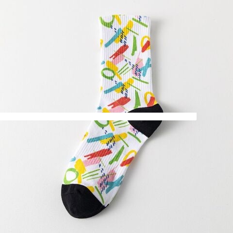 Wholesale Fashion Printed Socks D Printing High Elastic Cotton Sports Socks Hip Hop Skateboard Socks Mid Tube Socks