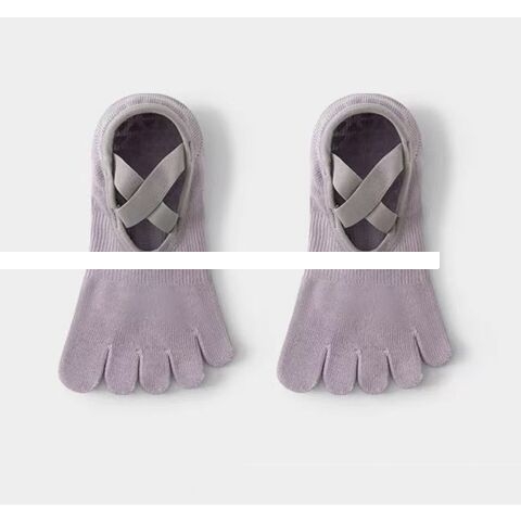 Professional five finger socks non slip breathable comfort strap design non slip grip Custom Pilates socks