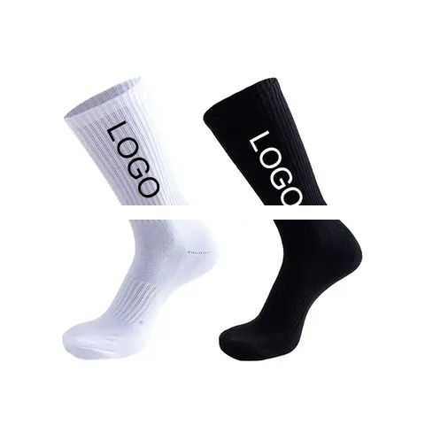 High Quality Fashion White Black %Cotton Sport Basketball Socks Custom Logo