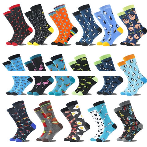 Men s New Cotton Fashionable and Personalized Mid length Contrast Color Cotton Socks