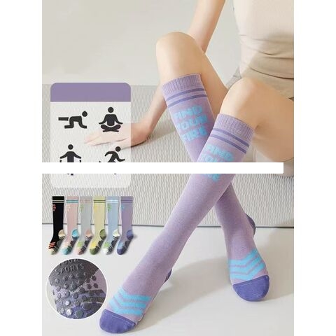 Long yoga socks Pressure socks sports non slip design to protect the calf warming comfortable customized logo Pilates socks