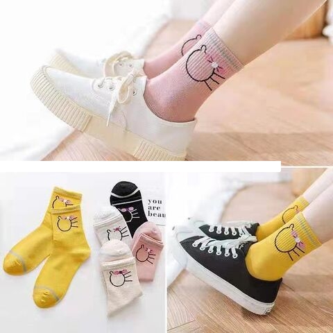Custom Women s midtube faceless cat design patterned socks