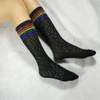 Wholesale Ladies Rainbow Striped Bling Long Socks Spark Rhinestone Glitter Socks for Women