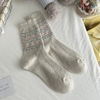 Autumn and Winter Wool Love Socks Women Fair Isle Elk Warm MID-Calf Japanese Bow Christmas Wind Thick Socks