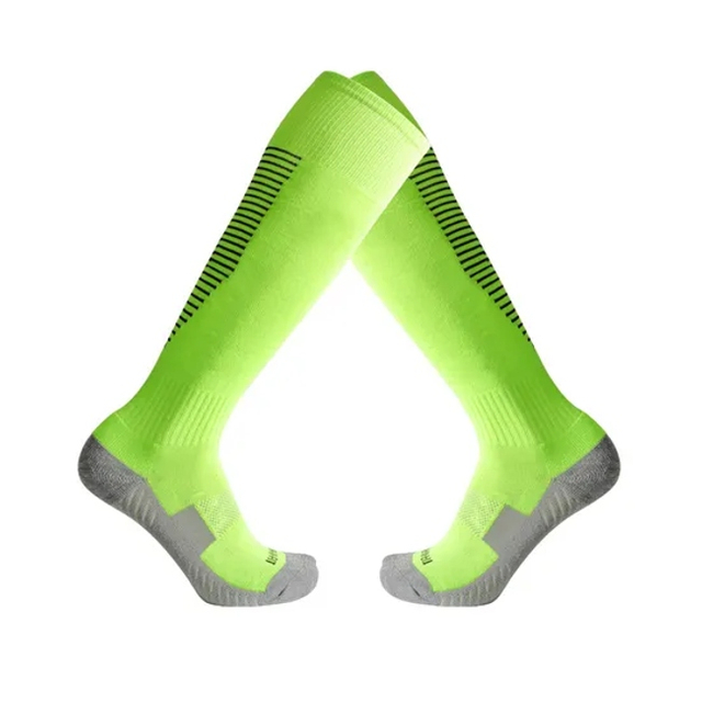 Customized Logo in Stock Color Blocking Men′s and Women′s Sports Socks for Enhanced Cushioning, Knee Length Football Socks